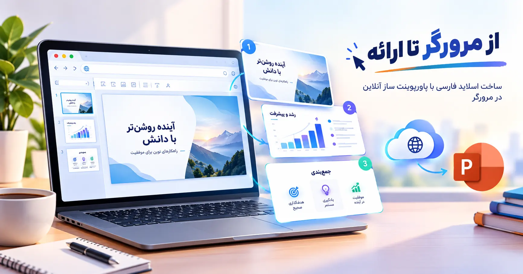 ساخت اسلاید فارسی با پاورپوینت ساز آنلاین در مرورگر