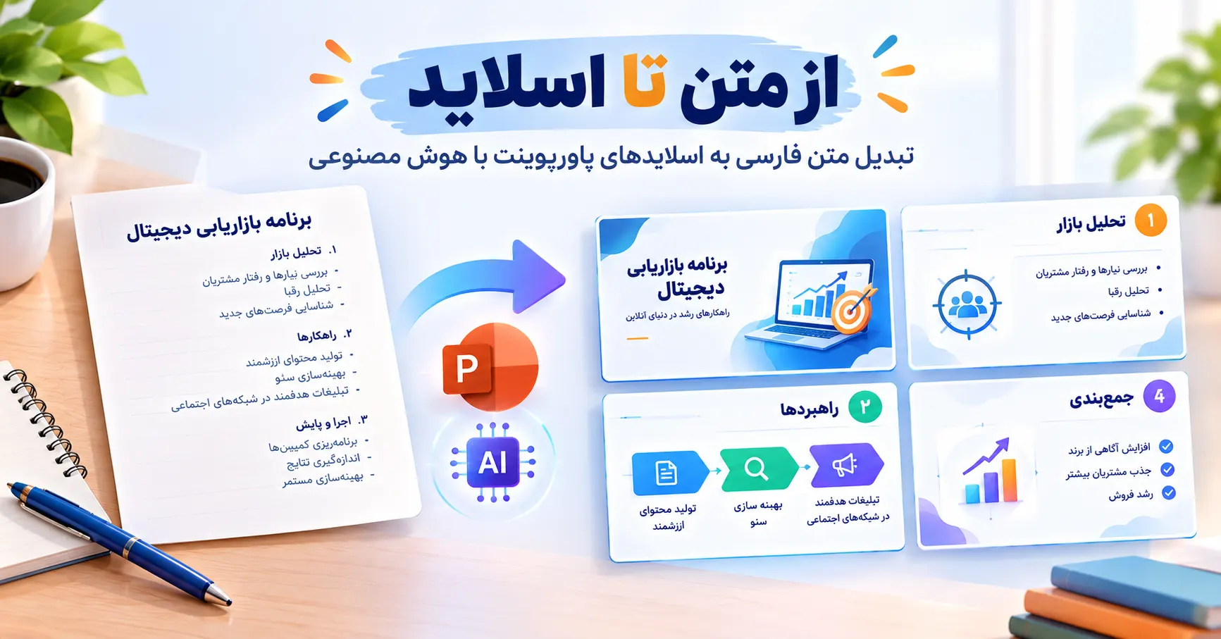 تبدیل متن فارسی به اسلایدهای پاورپوینت با هوش مصنوعی